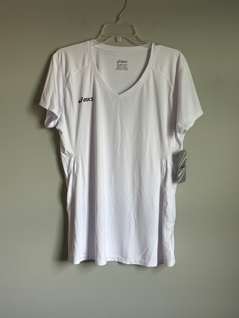 ASICS White V-Neck Short Sleeve Athletic Shirt